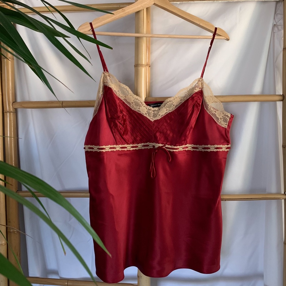 Red New York & Company Silk Top XL